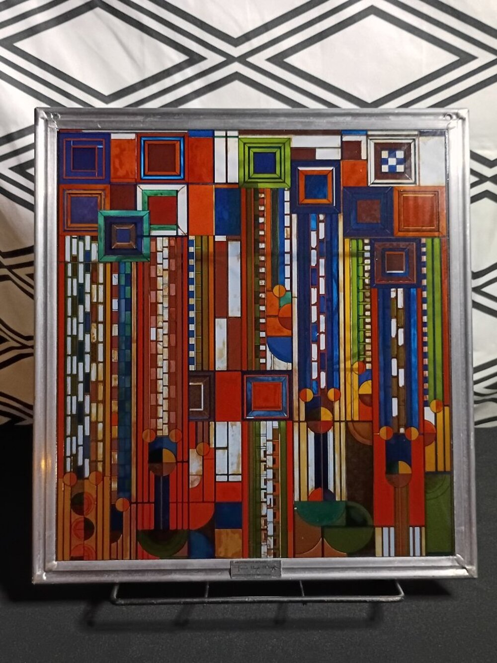 vintage frank lloyd wright stained glass panel